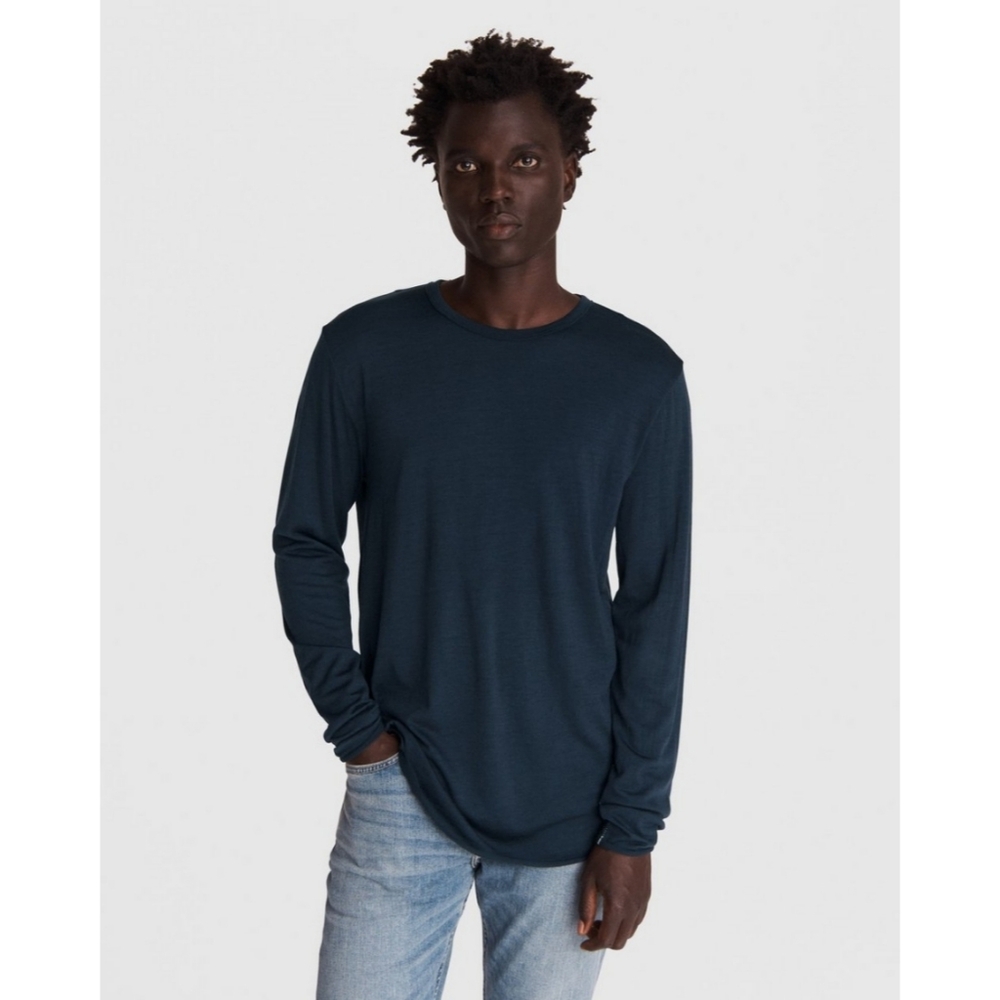 Rag & Bone Heath Wool Jersey Long Sleeve Shirt in Blue Size Small